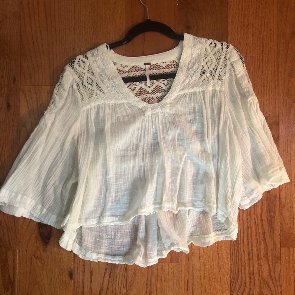 Free People Bohemian Flowy White Top